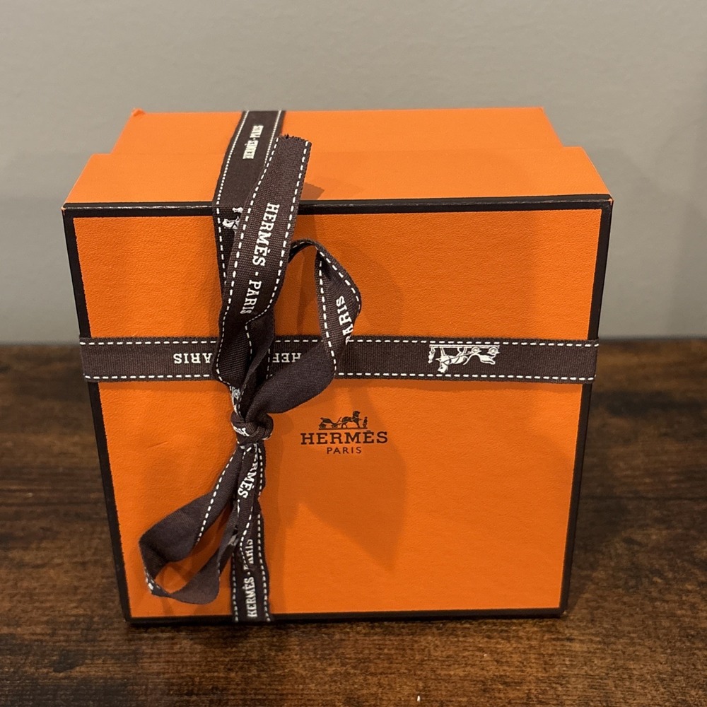 HERMES Genuine Empty Orange Watch Box & Ribbon 5" x 5" Gift Luxury